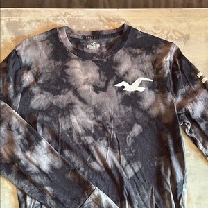 Hollister Black and Gray Tie-Dye Long Sleeve